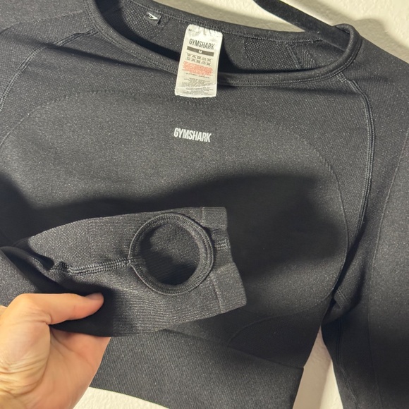 Gymshark Long Sleeve Black Open Back Crop Top  Size M - Picture 2 of 4
